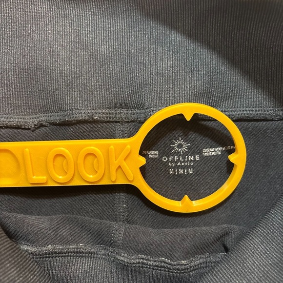 OFFLINE by AERIE Womens Medium Leggings 🖤 Charcoal Gray High Rise Ribbed Yoga - Picture 3 of 5